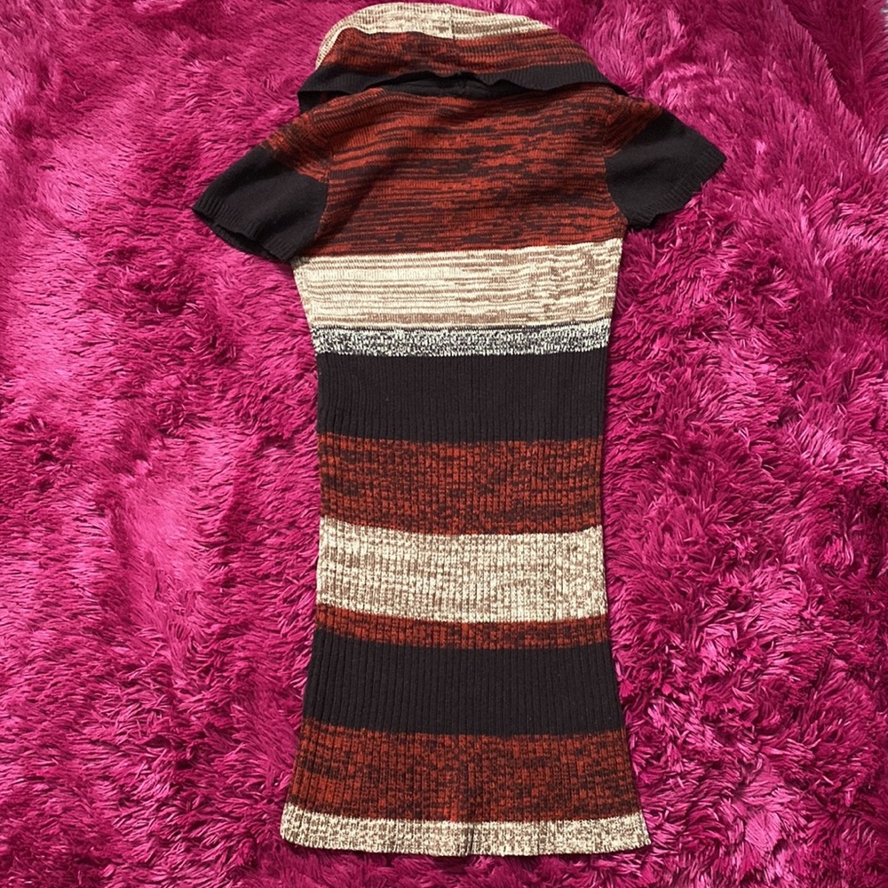Burnt caramel and cream cowl neck sweater dress / tunic - Picture 9 of 16